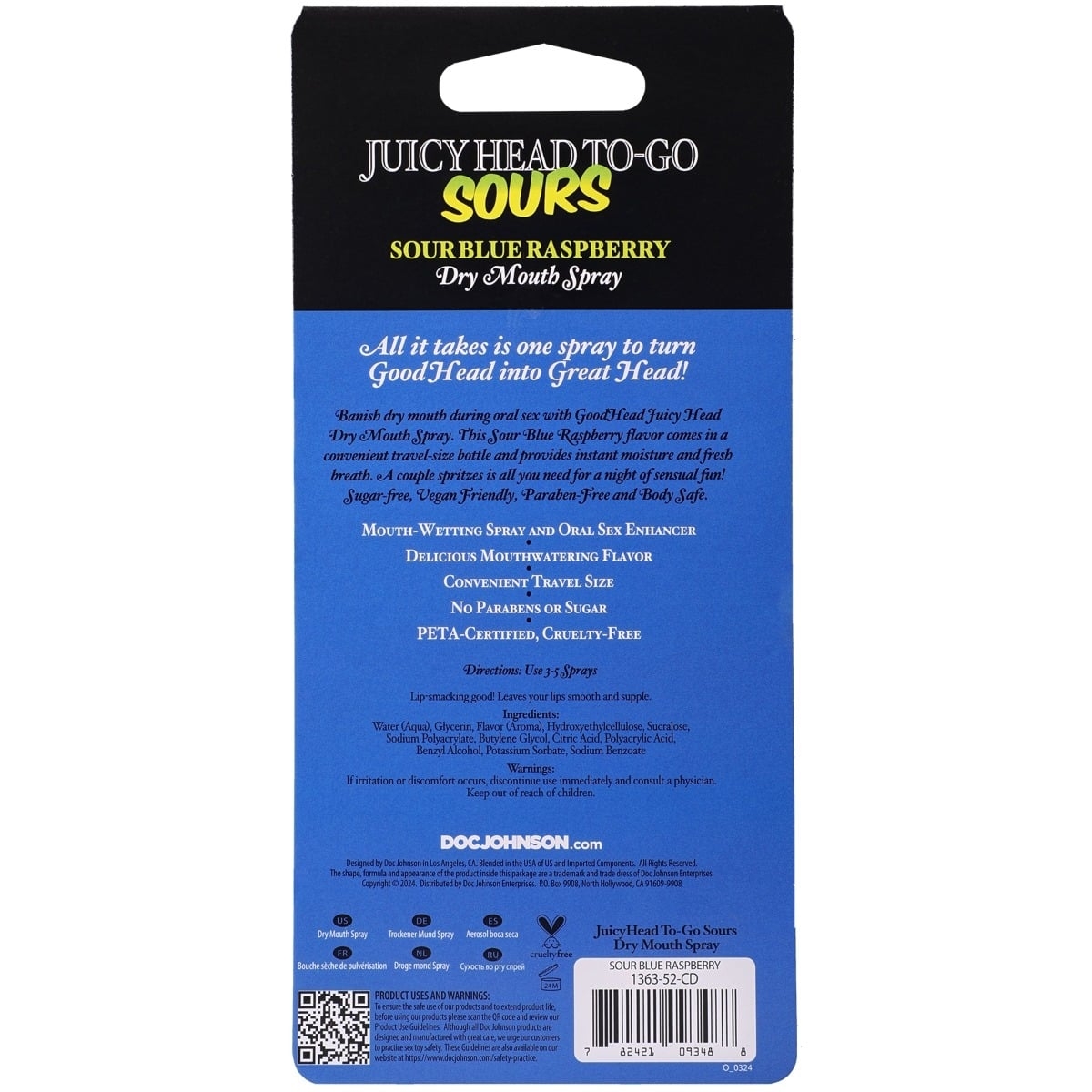 GoodHead Juicy Head Dry Mouth Spray To-Go Sour Blue Raspberry 0.3 oz.