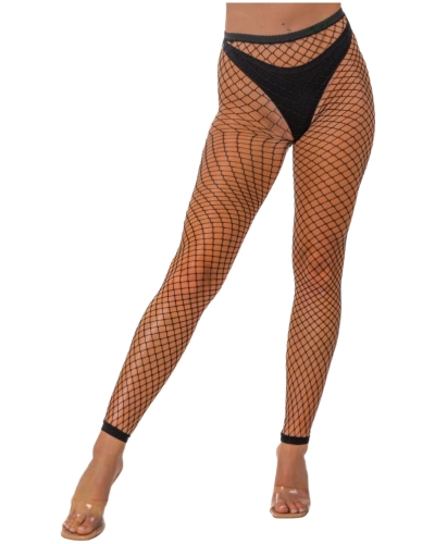 Lace by LJ One Size Industrial Net Footless Tights Black