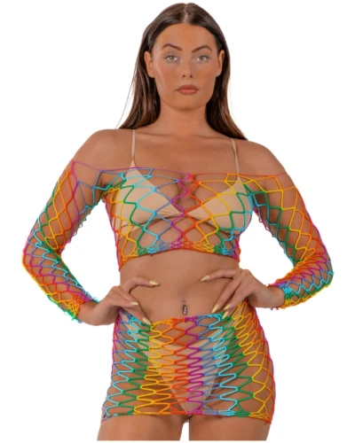 Lace by LJ Rainbow Crop Top and Skirt Set