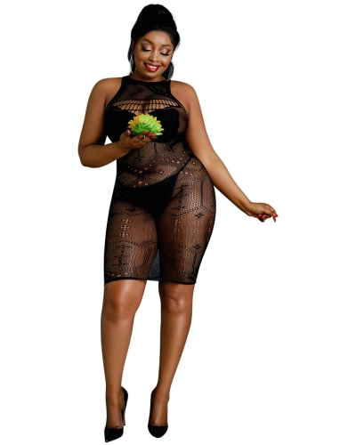 Moonlight Black Pattern Mini Dress Plus Size